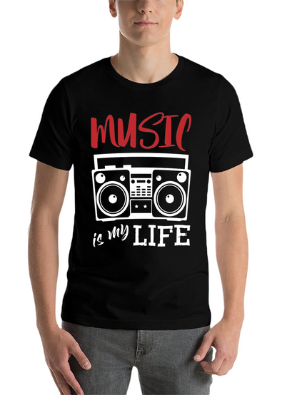 Music is My Life T-Shirt - Retro Boombox Design
