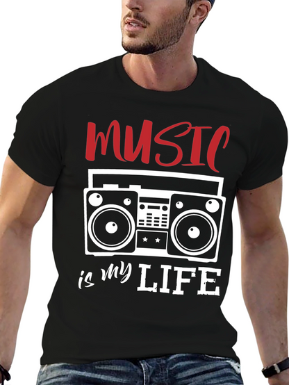 Music is My Life T-Shirt - Retro Boombox Design