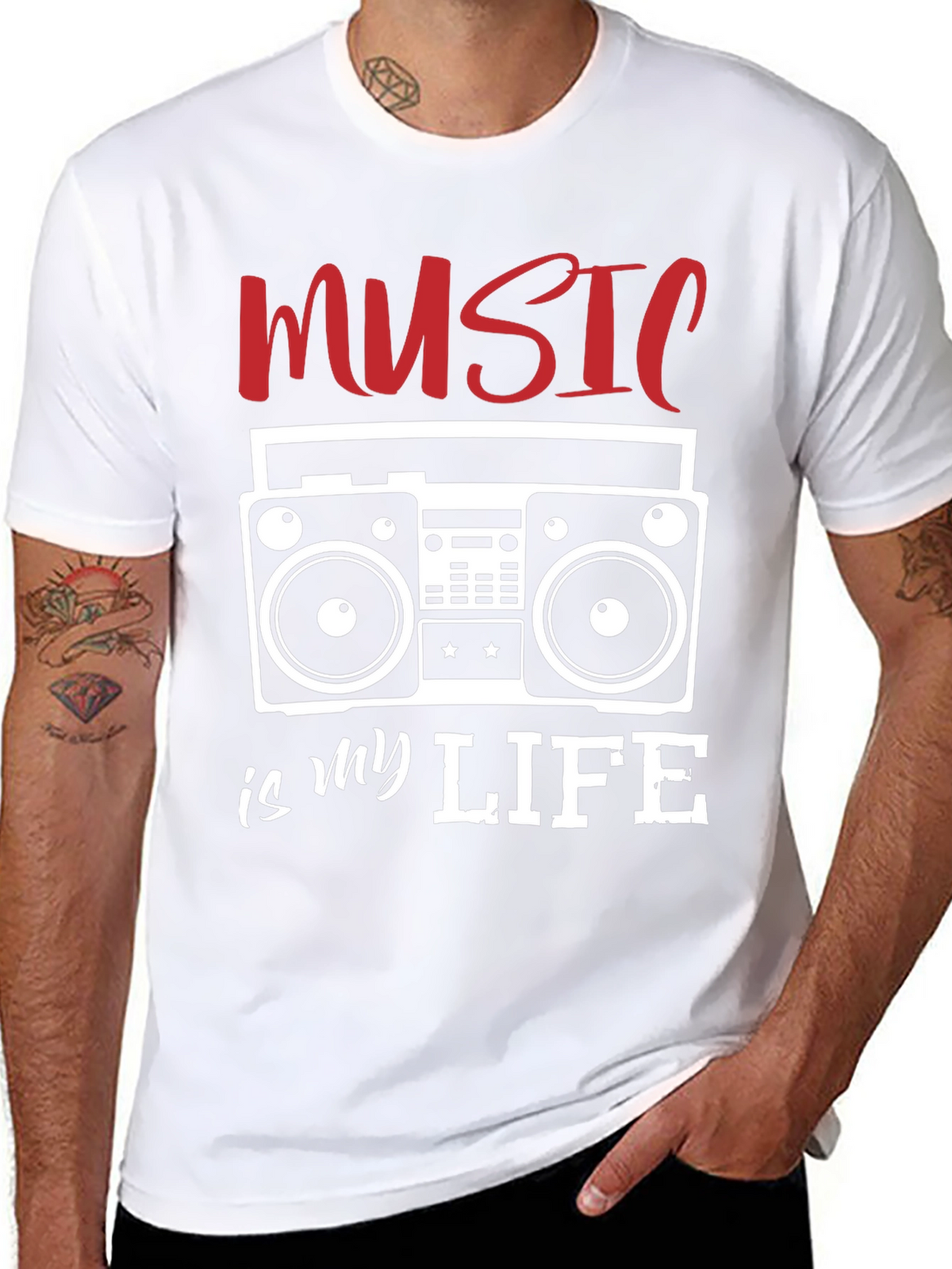 Music is My Life T-Shirt - Retro Boombox Design