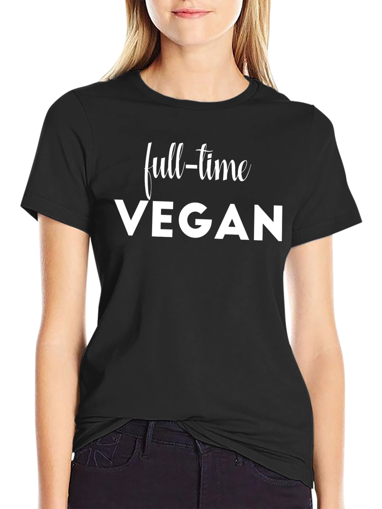 Full-Time Vegan Graphic T-Shirt - Black