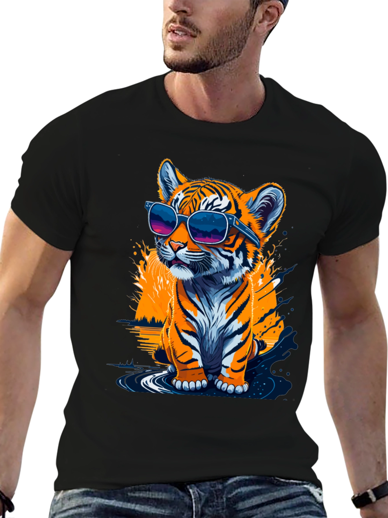 Cool Tiger Cub Graphic T-Shirt - Black