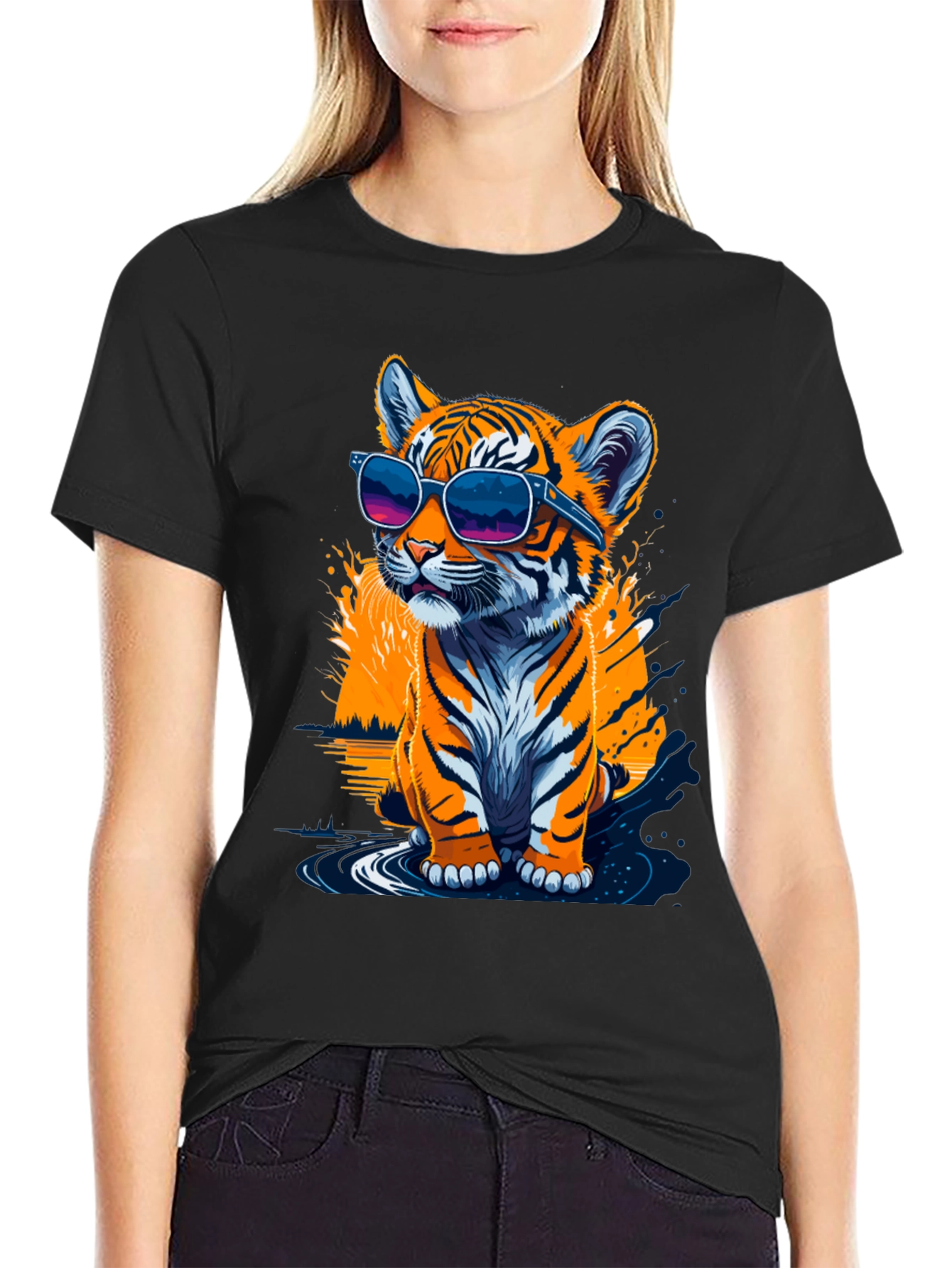 Cool Tiger Cub Graphic T-Shirt - Black