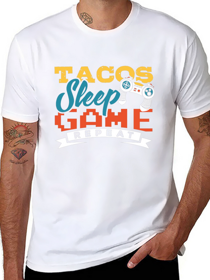 Tacos Sleep Game Repeat Graphic Tee