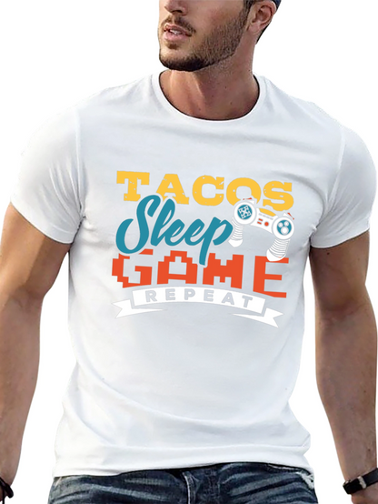 Tacos Sleep Game Repeat Graphic Tee