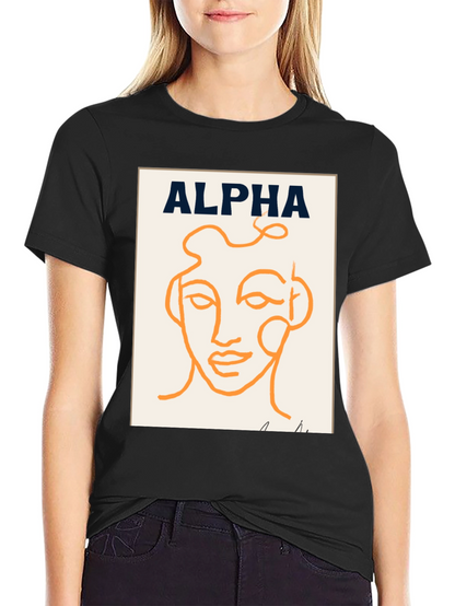 Alpha Abstract Face Graphic Tee - Modern Art T-Shirt