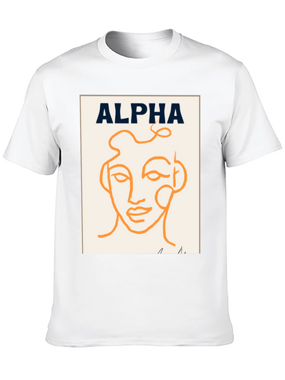 Alpha Abstract Face Graphic Tee - Modern Art T-Shirt