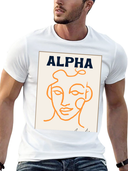 Alpha Abstract Face Graphic Tee - Modern Art T-Shirt