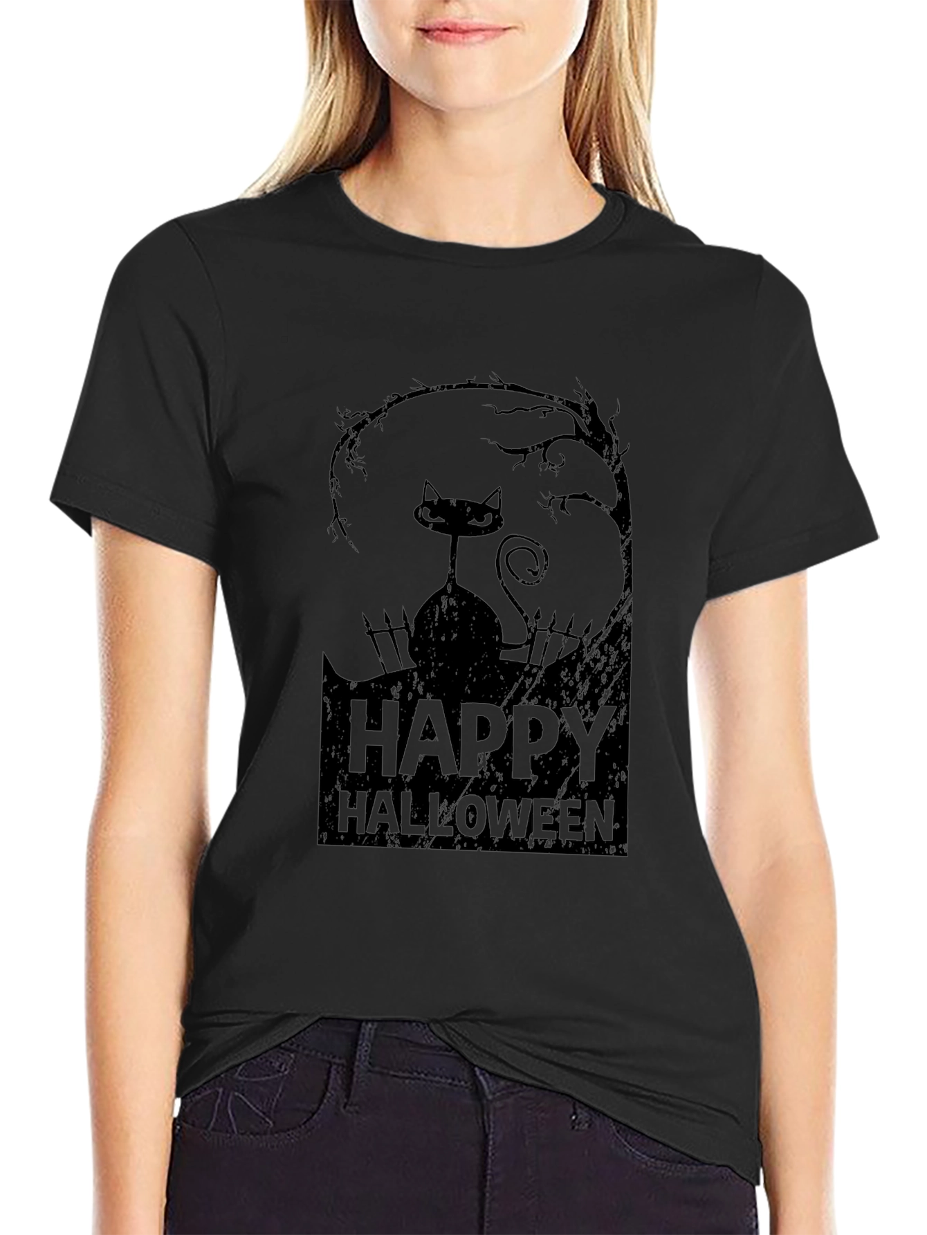 Happy Halloween Black Cat T-Shirt