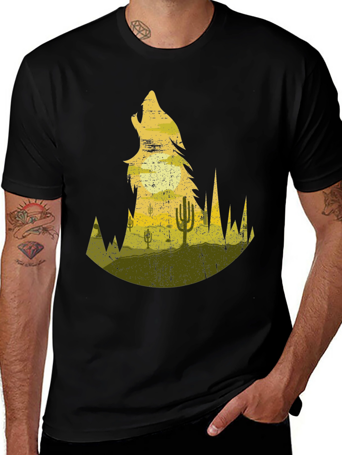 Wolf Desert Scene Graphic Tee