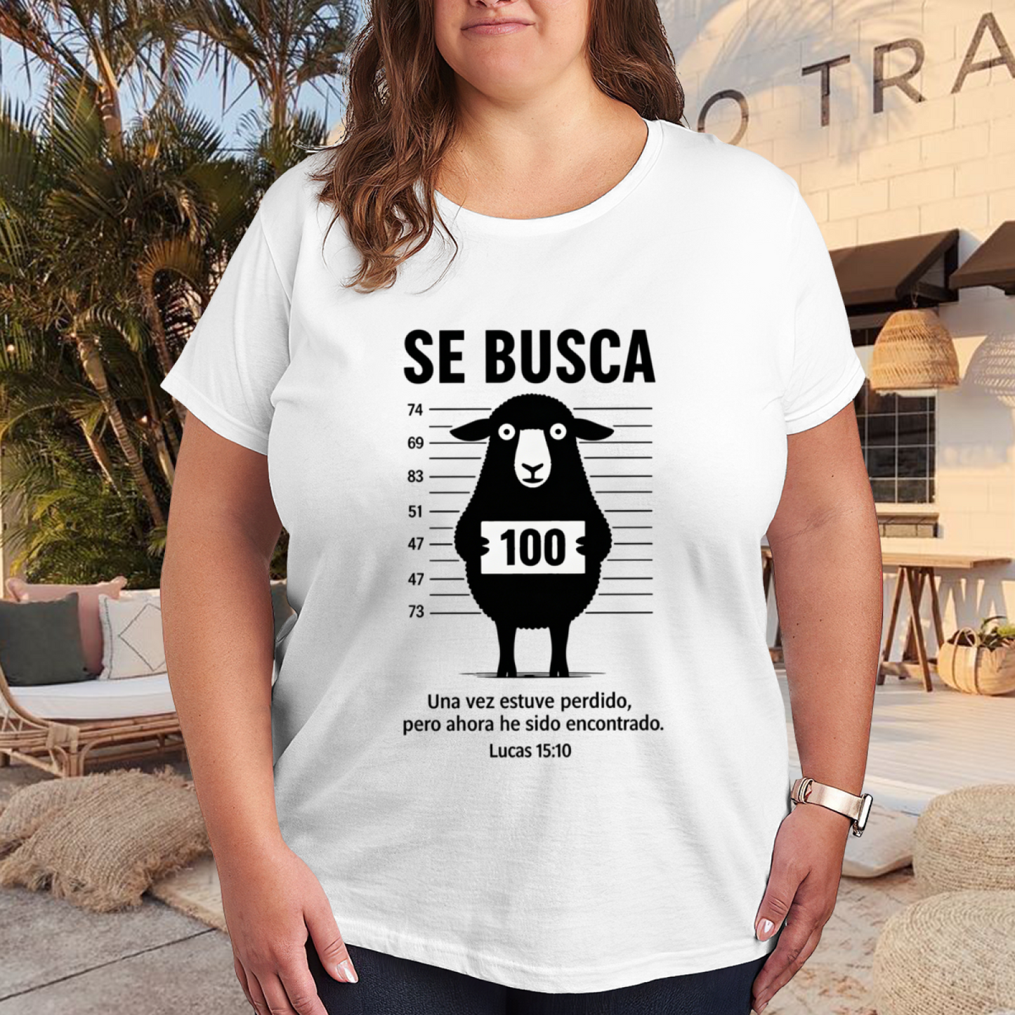 Spanish Bible Lost Sheep Faith Plus Size Ladies Casual Tee