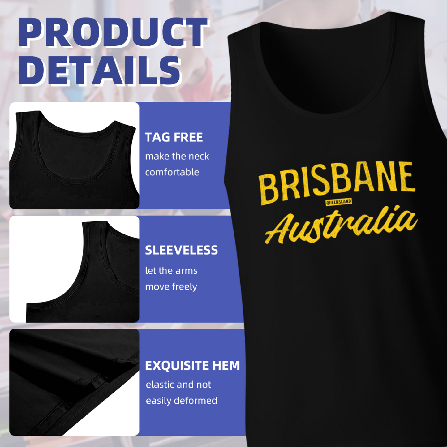 Retro BRISBANE Queensland Australia Letter Print Sleeveless Top