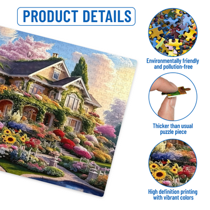 Lush Blooming Secret Garden Luxury Villa Jigsaw Puzzle