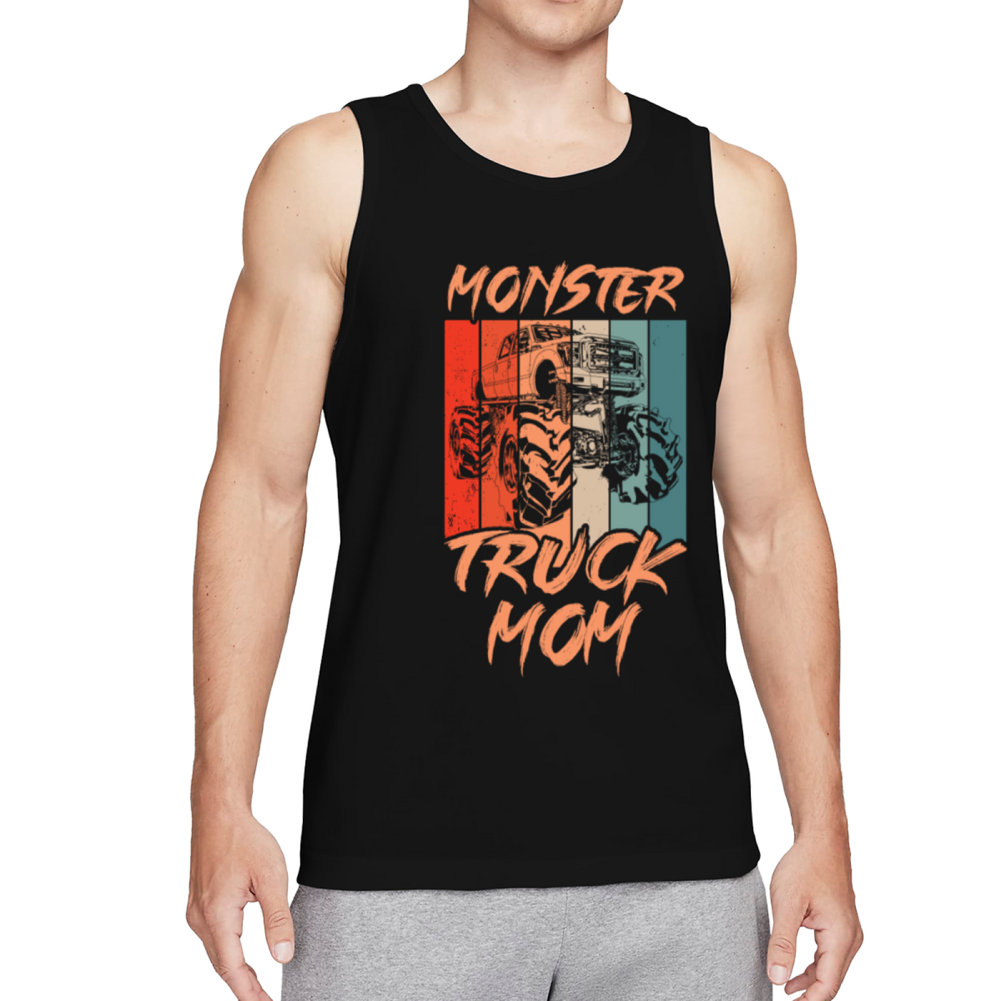 Retro Stripes Monster Truck Mom Graphic Men Tank Top