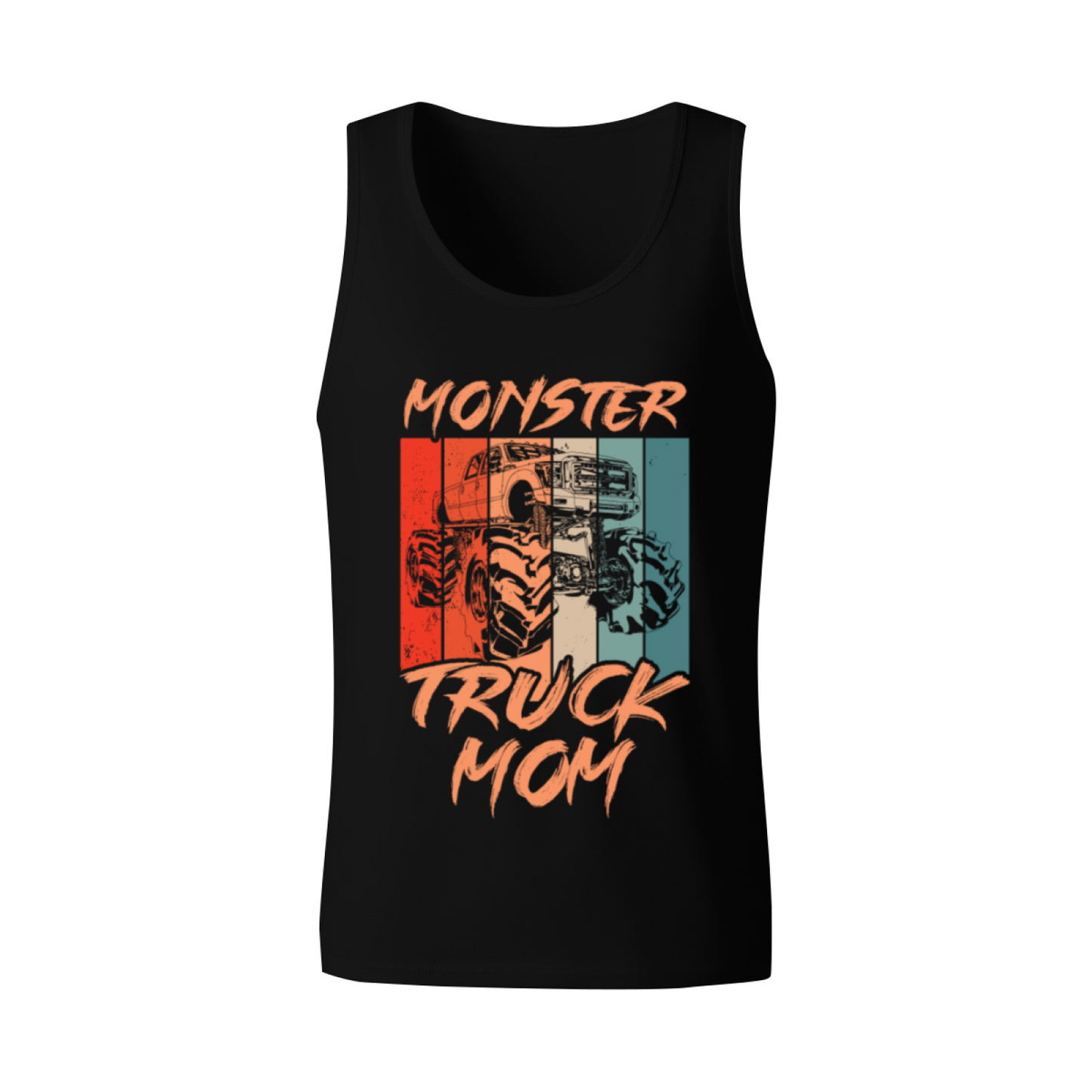 Retro Stripes Monster Truck Mom Graphic Men Tank Top