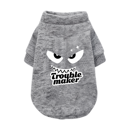 Trouble Maker Spooky Monster Face Cool Dog Cardigan Sweater