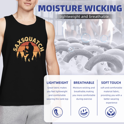 Saxsquatch Retro Sunset Bigfoot Playing Saxophone Funny Tank