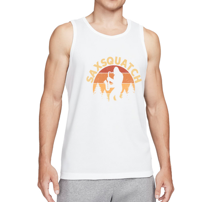 Saxsquatch Retro Sunset Bigfoot Playing Saxophone Funny Tank