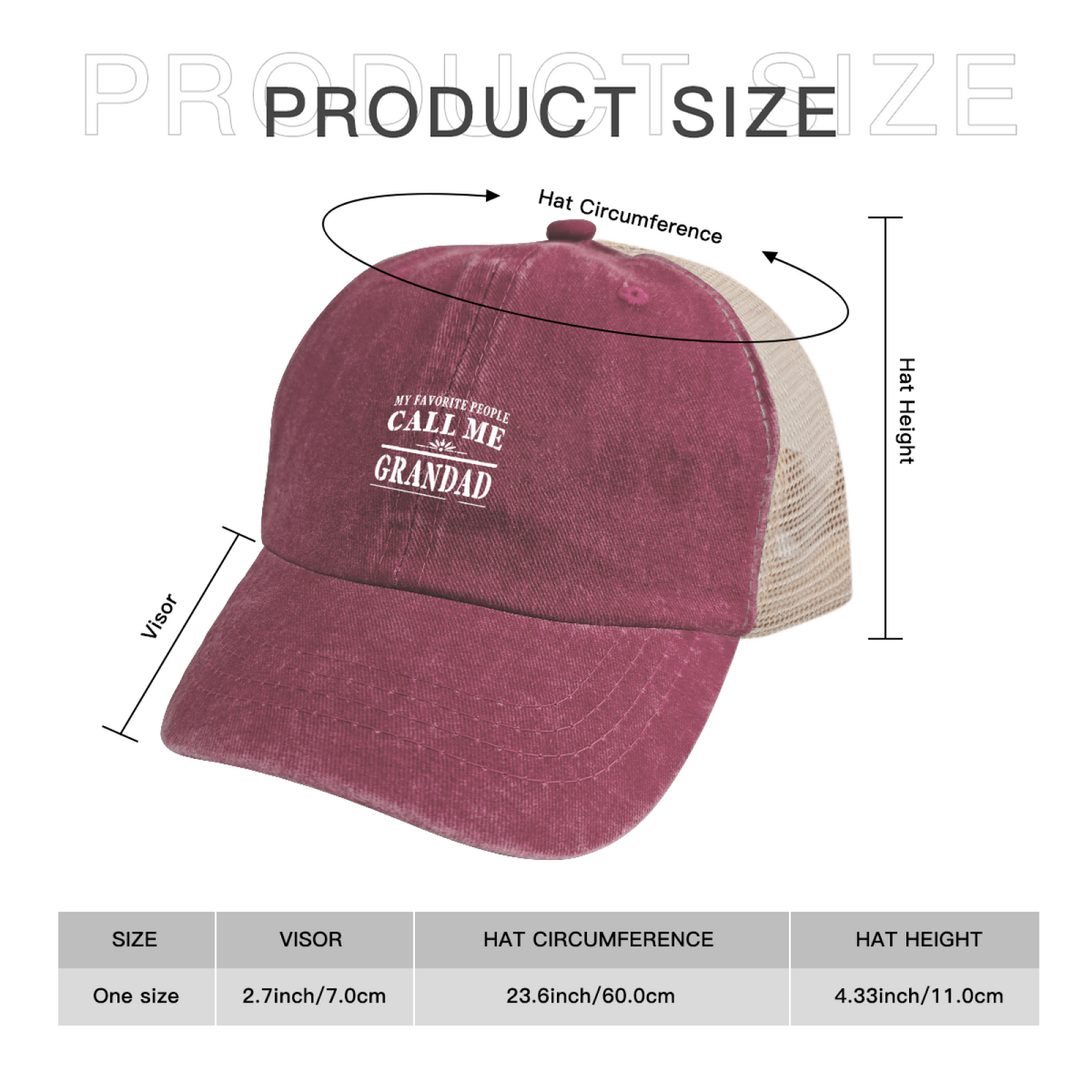 My Favorite People Call Me Grandad Vintage Maroon Mesh Trucker Hat ¨C Grandfather Gift Cap
