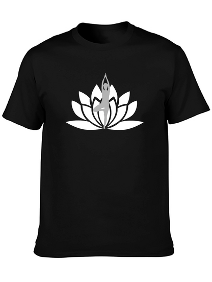 Yoga Lotus Flower Black T-Shirt