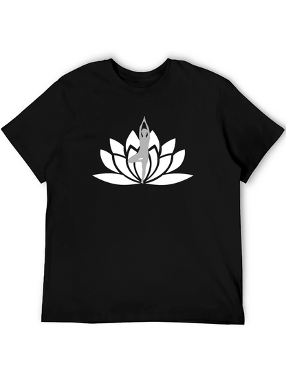Yoga Lotus Flower Black T-Shirt