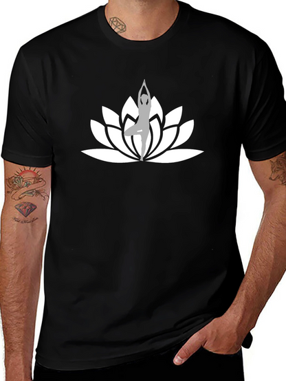 Yoga Lotus Flower Black T-Shirt