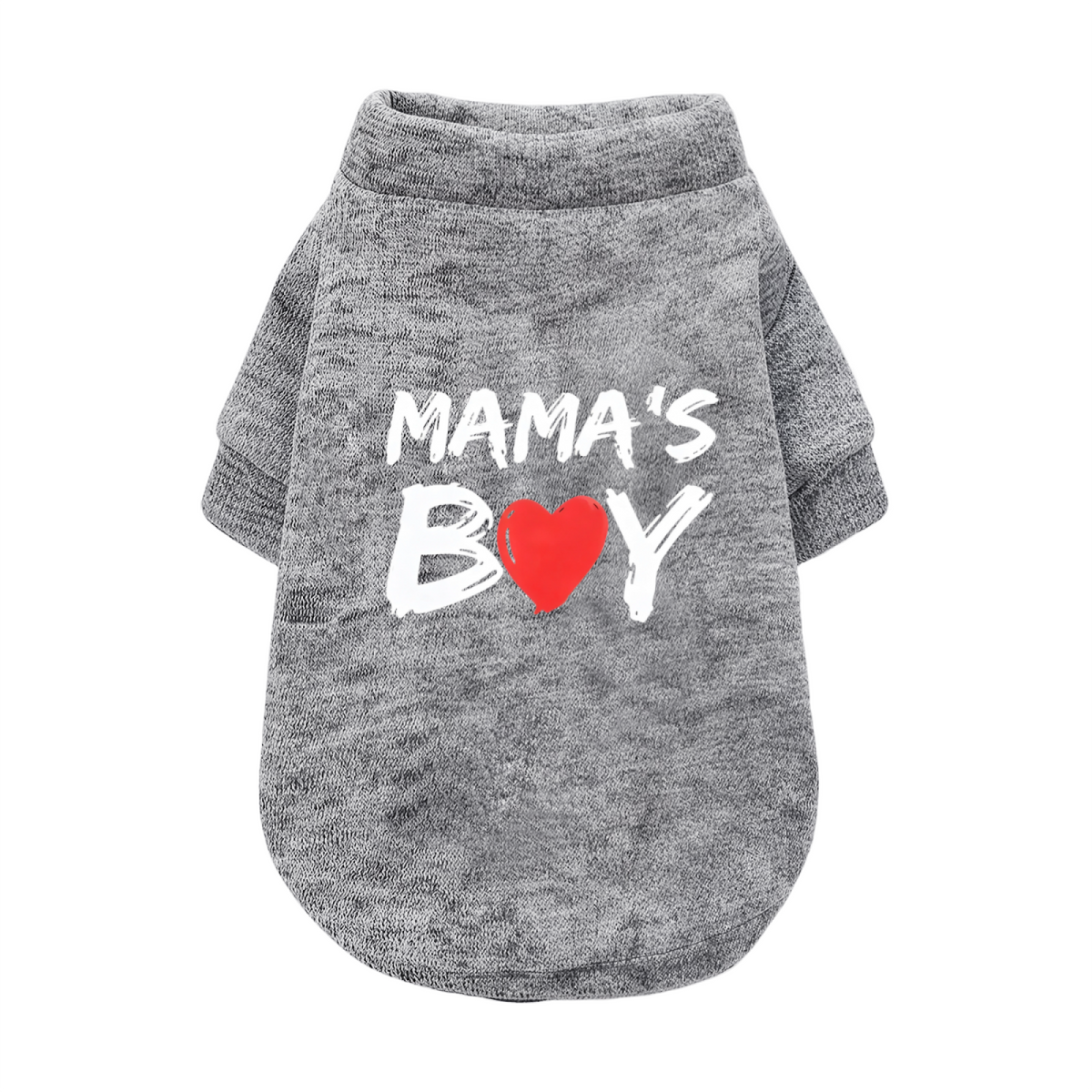 MAMA'S BOY Red Heart Brush Font Dog Black Sweater
