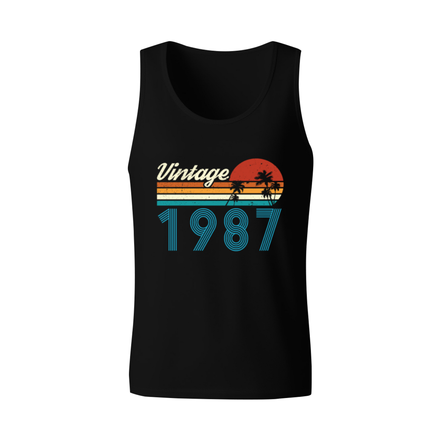 Vintage 1987 Retro Sunset Palm Tree Birthday Men¡¯s Tank Top