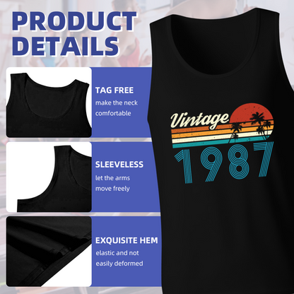 Vintage 1987 Retro Sunset Palm Tree Birthday Men¡¯s Tank Top