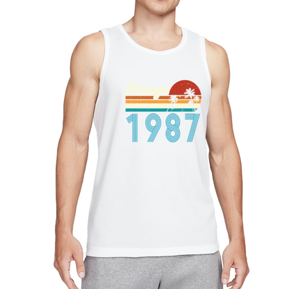 Vintage 1987 Retro Sunset Palm Tree Birthday Men¡¯s Tank Top