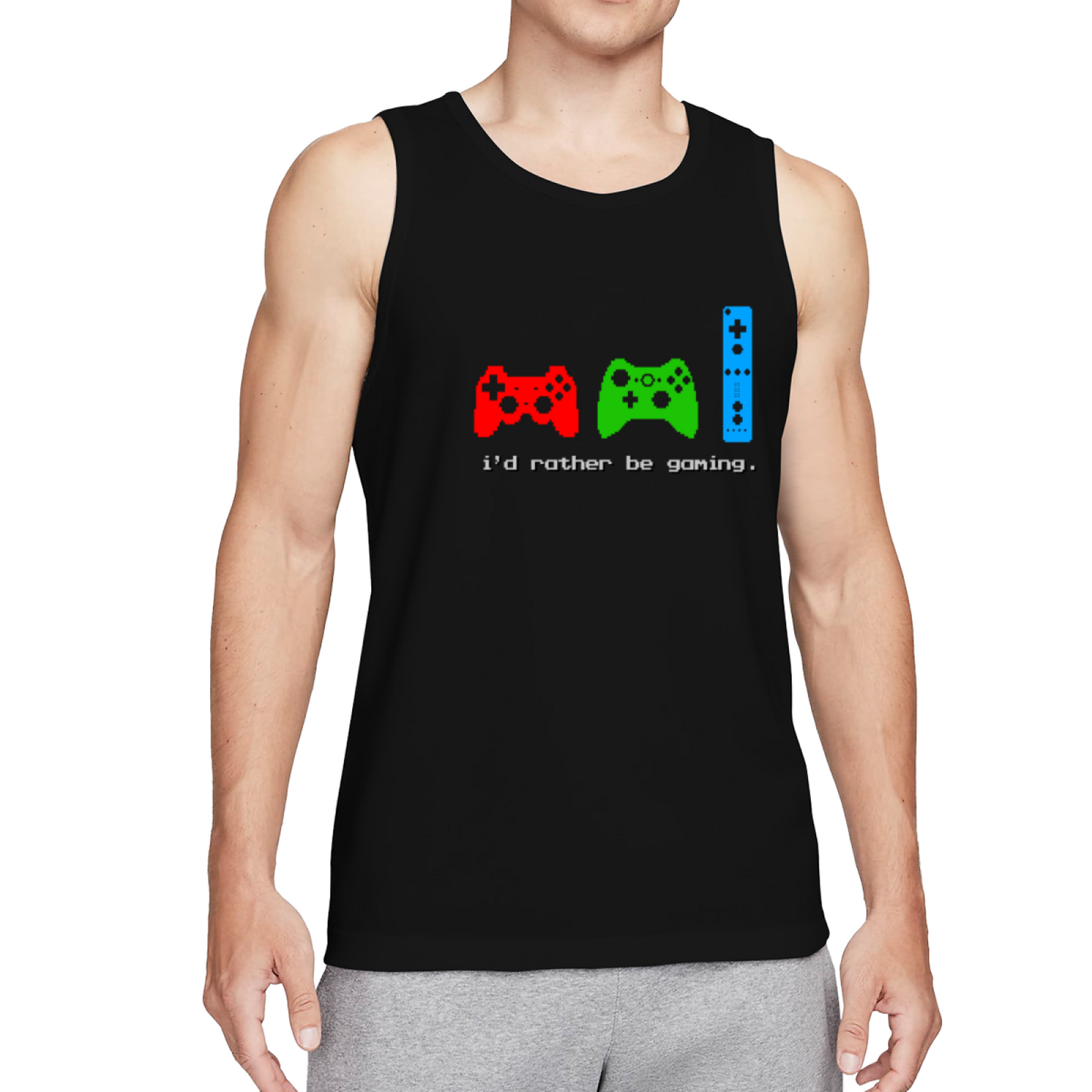 I¡¯d Rather Be Gaming Multi Game Controller Pixel Tank Top