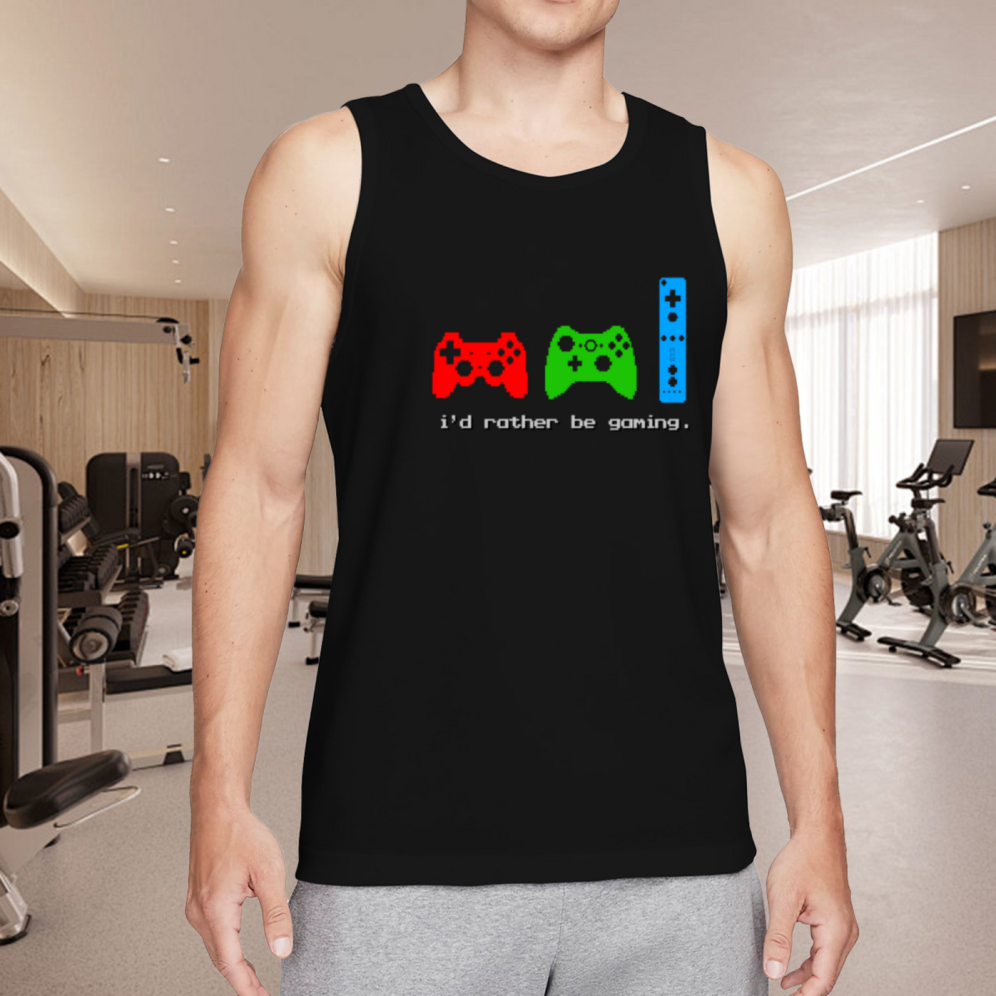I¡¯d Rather Be Gaming Multi Game Controller Pixel Tank Top