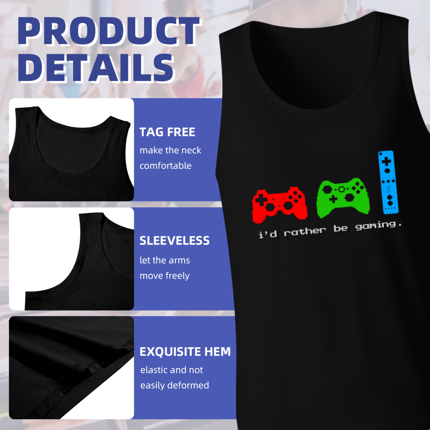 I¡¯d Rather Be Gaming Multi Game Controller Pixel Tank Top