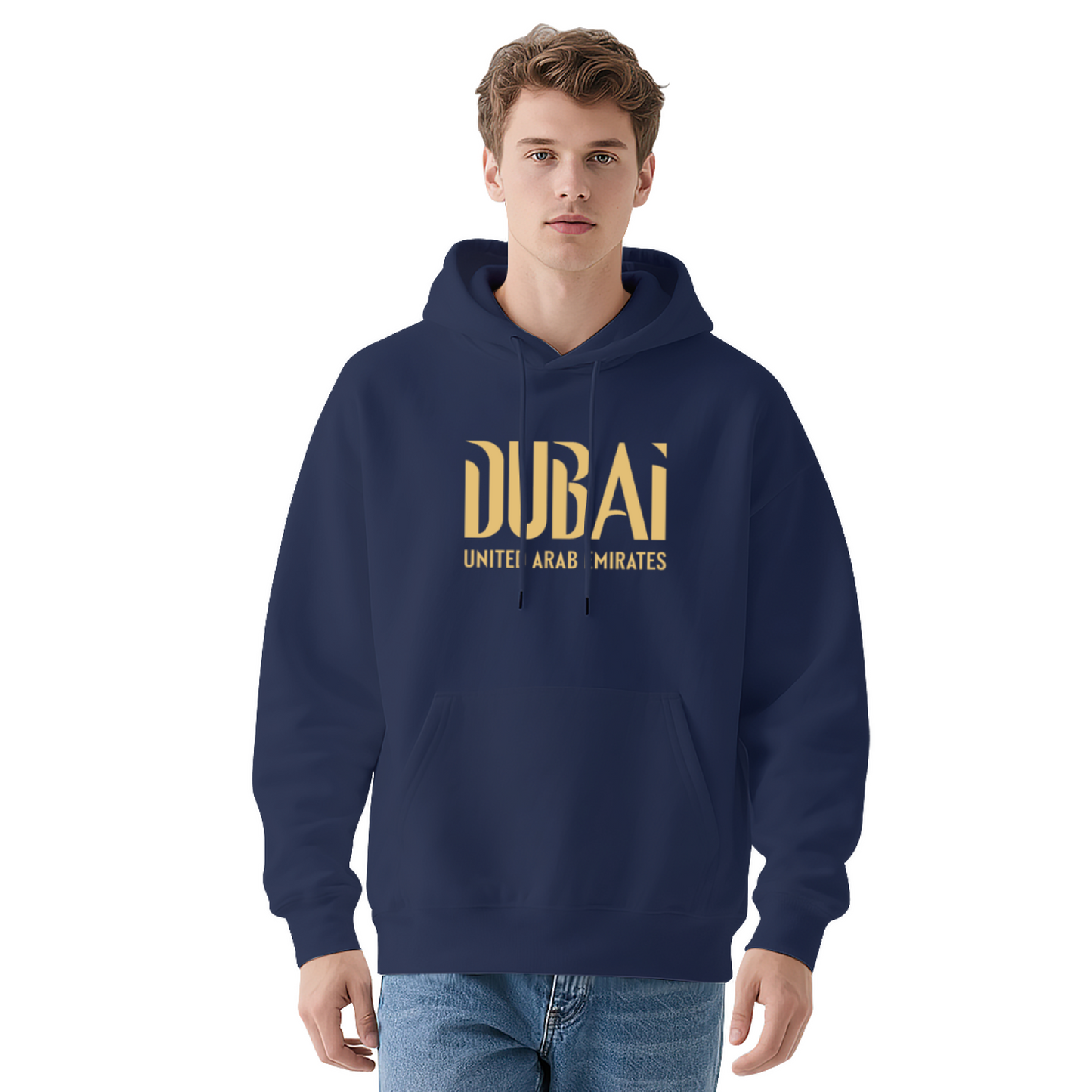 Luxury Dubai UAE Letter Print Hoodie, Snug Everyday Outfit