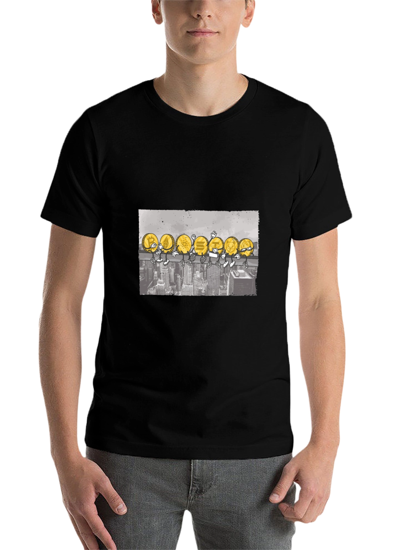Crypto Coin Skyline T-Shirt - Black