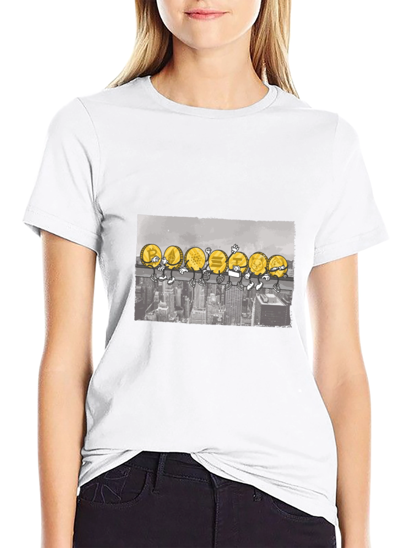 Crypto Coin Skyline T-Shirt - Black
