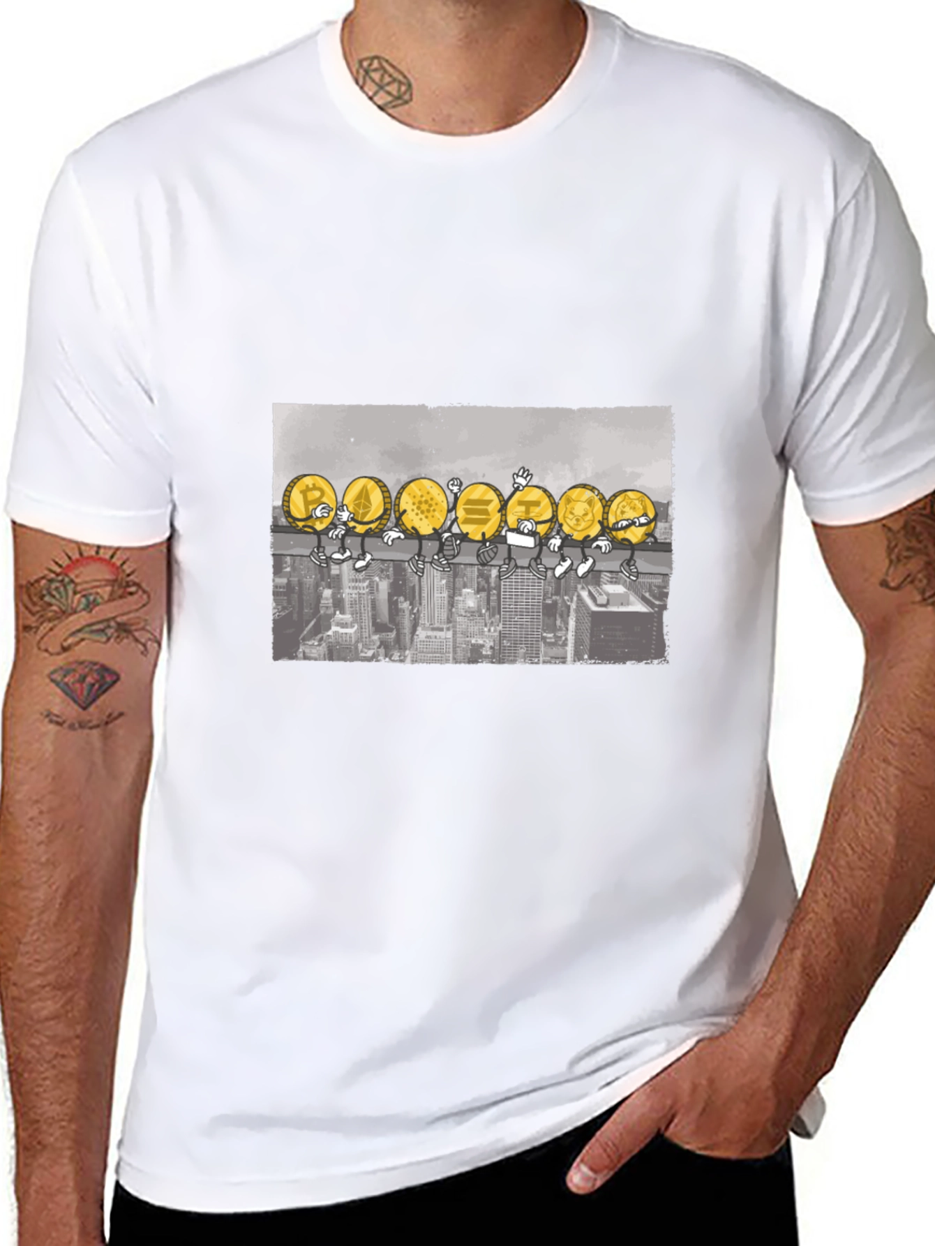 Crypto Coin Skyline T-Shirt - Black