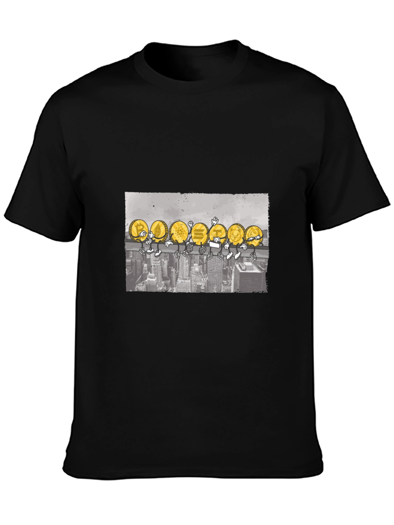 Crypto Coin Skyline T-Shirt - Black