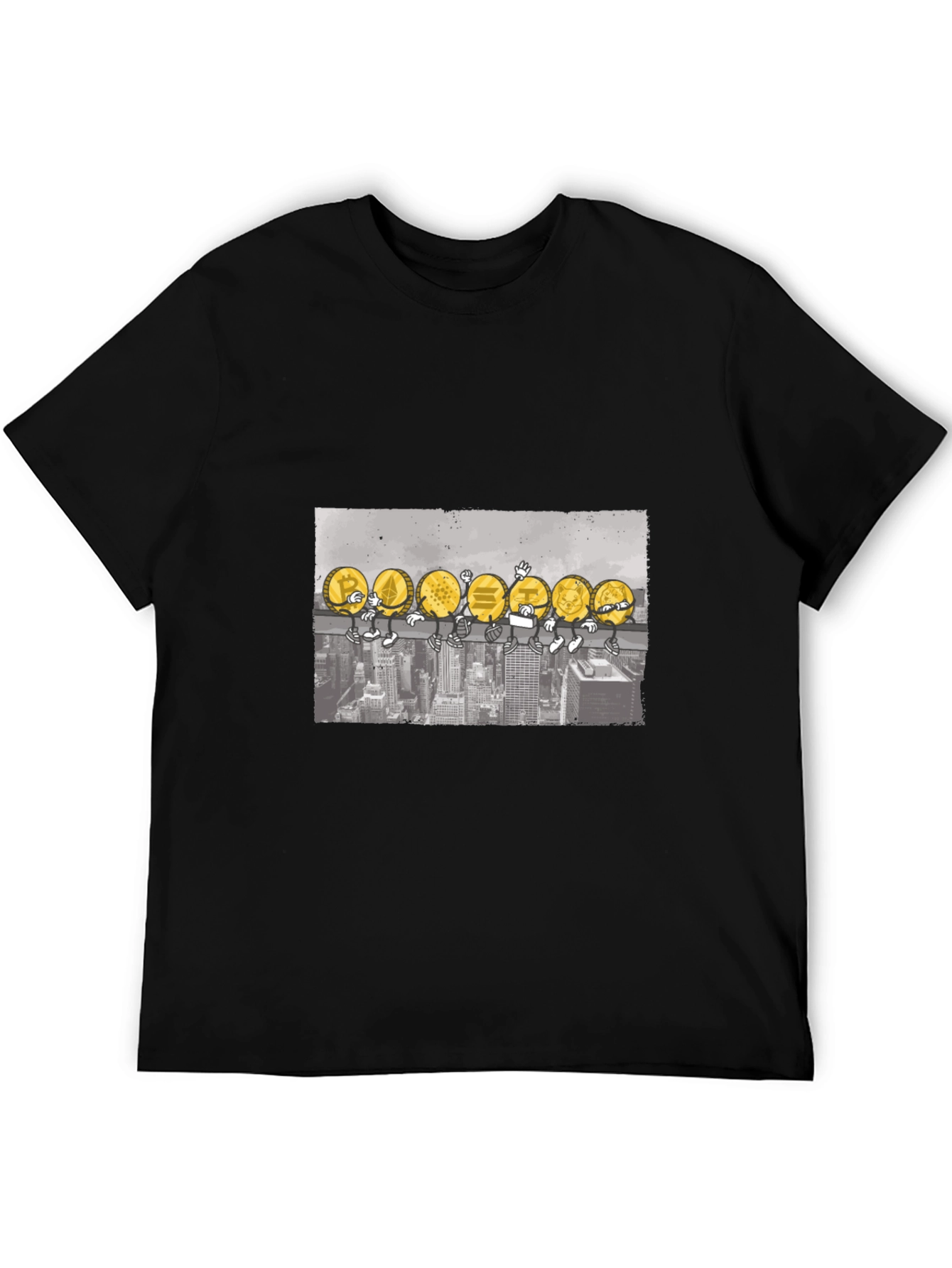 Crypto Coin Skyline T-Shirt - Black