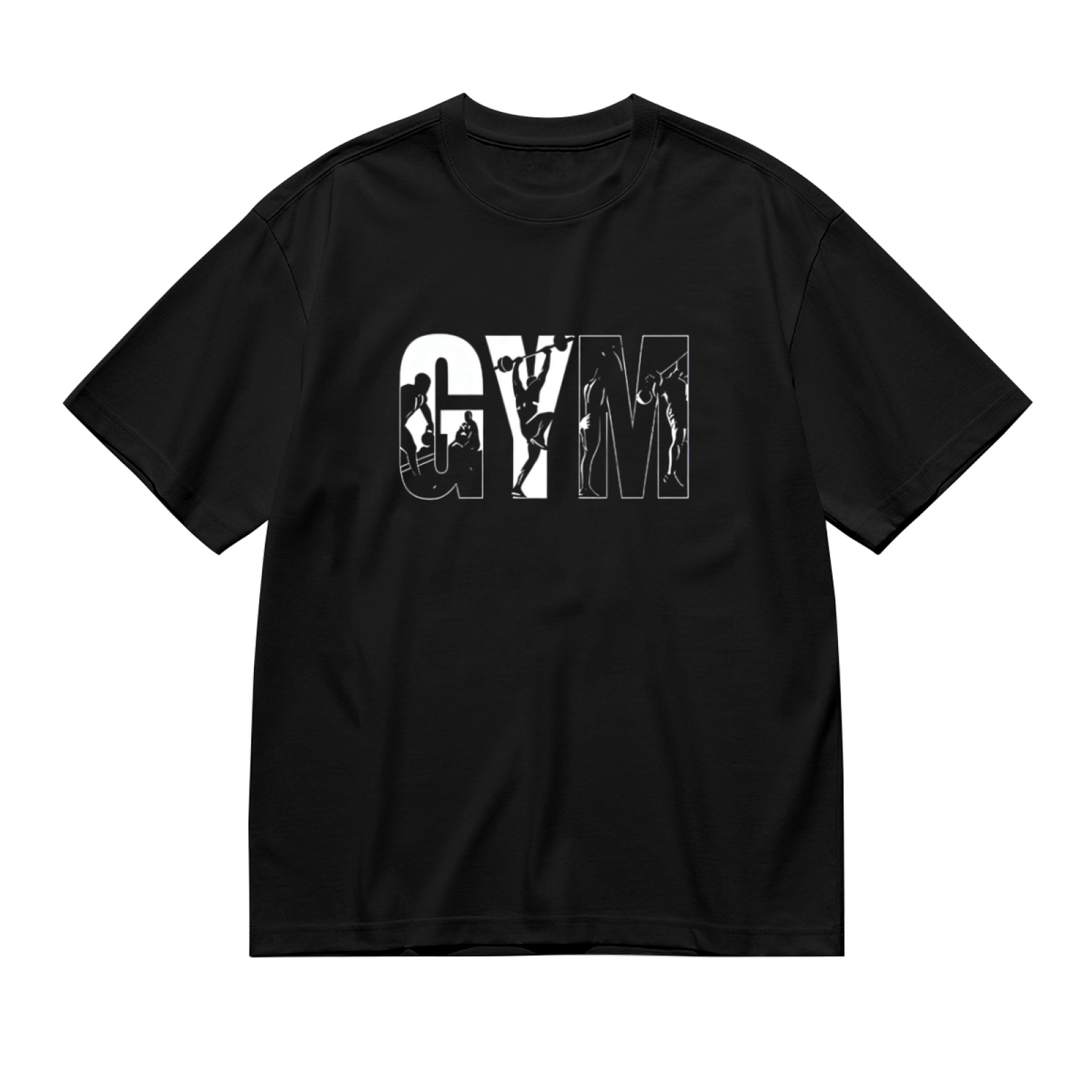 Cool GYM Letter Fitness Silhouette Workout Plus Size Women Printed T-Shirt