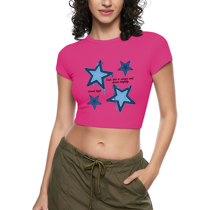 Drip Blue Star Aesthetic White Cropped Tee