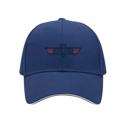 Top Grandpa Retro Wing White Sandwich Baseball Cap ¨C Cool Grandpa Gift Hat