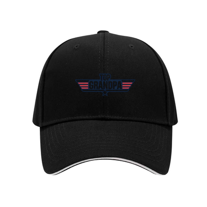 Top Grandpa Retro Wing White Sandwich Baseball Cap ¨C Cool Grandpa Gift Hat