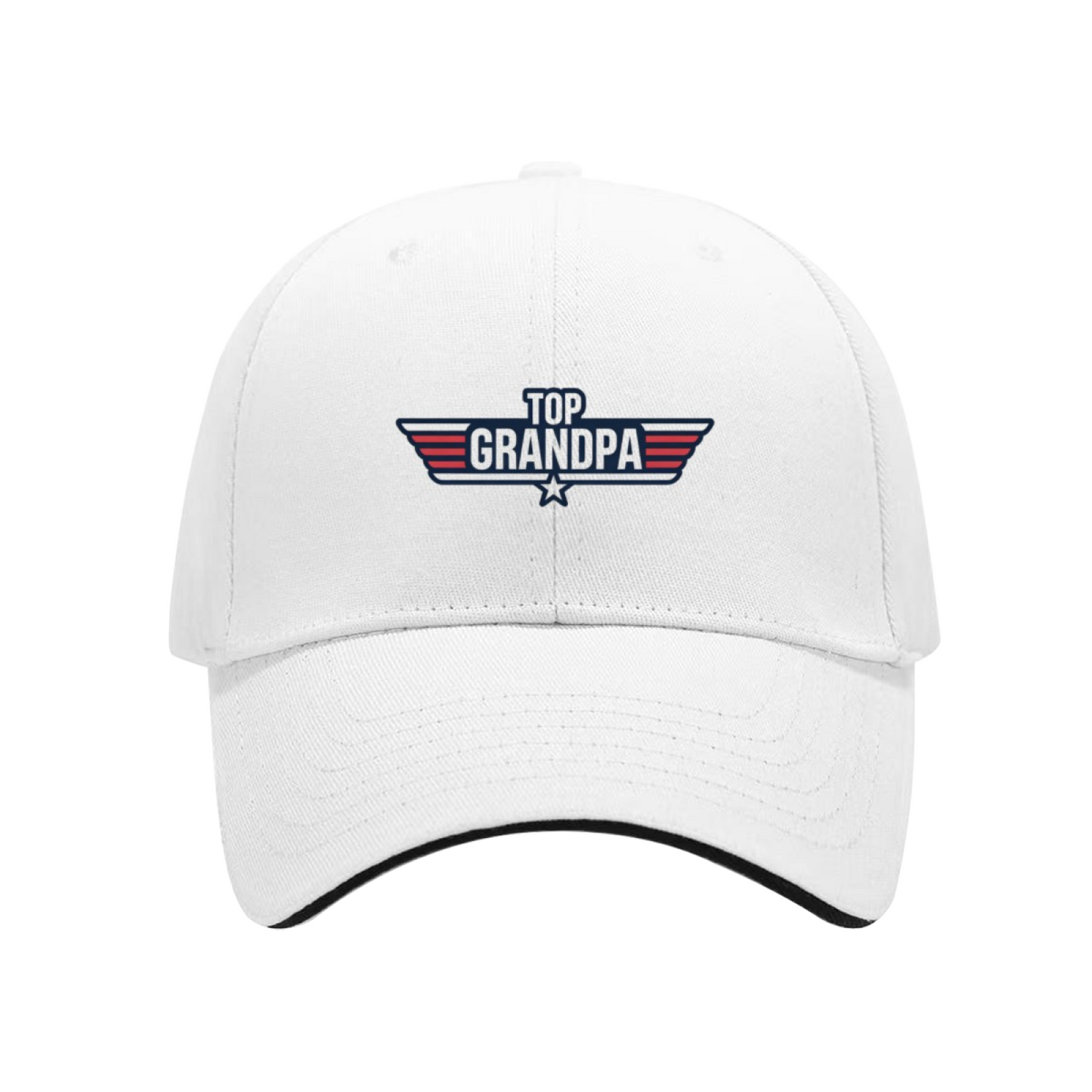 Top Grandpa Retro Wing White Sandwich Baseball Cap ¨C Cool Grandpa Gift Hat