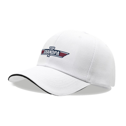 Top Grandpa Retro Wing White Sandwich Baseball Cap ¨C Cool Grandpa Gift Hat