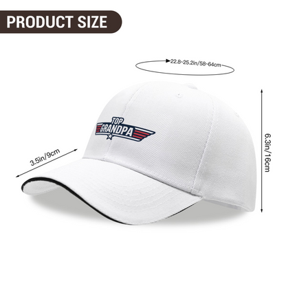 Top Grandpa Retro Wing White Sandwich Baseball Cap ¨C Cool Grandpa Gift Hat