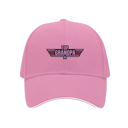 Top Grandpa Retro Wing White Sandwich Baseball Cap ¨C Cool Grandpa Gift Hat