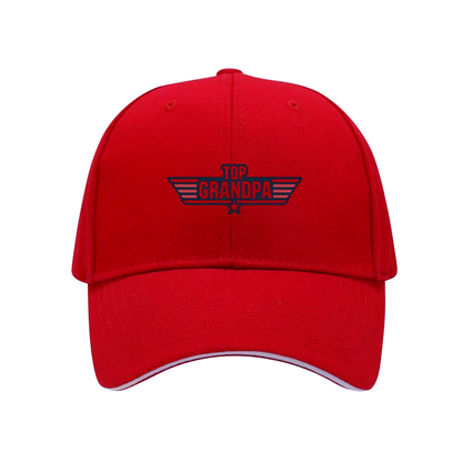 Top Grandpa Retro Wing White Sandwich Baseball Cap ¨C Cool Grandpa Gift Hat