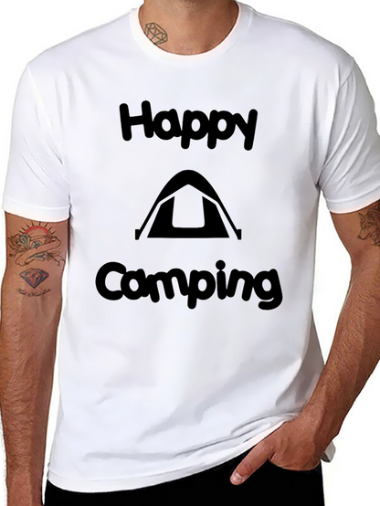 Happy Camping Graphic Tee - Black Casual Shirt