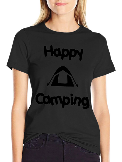 Happy Camping Graphic Tee - Black Casual Shirt