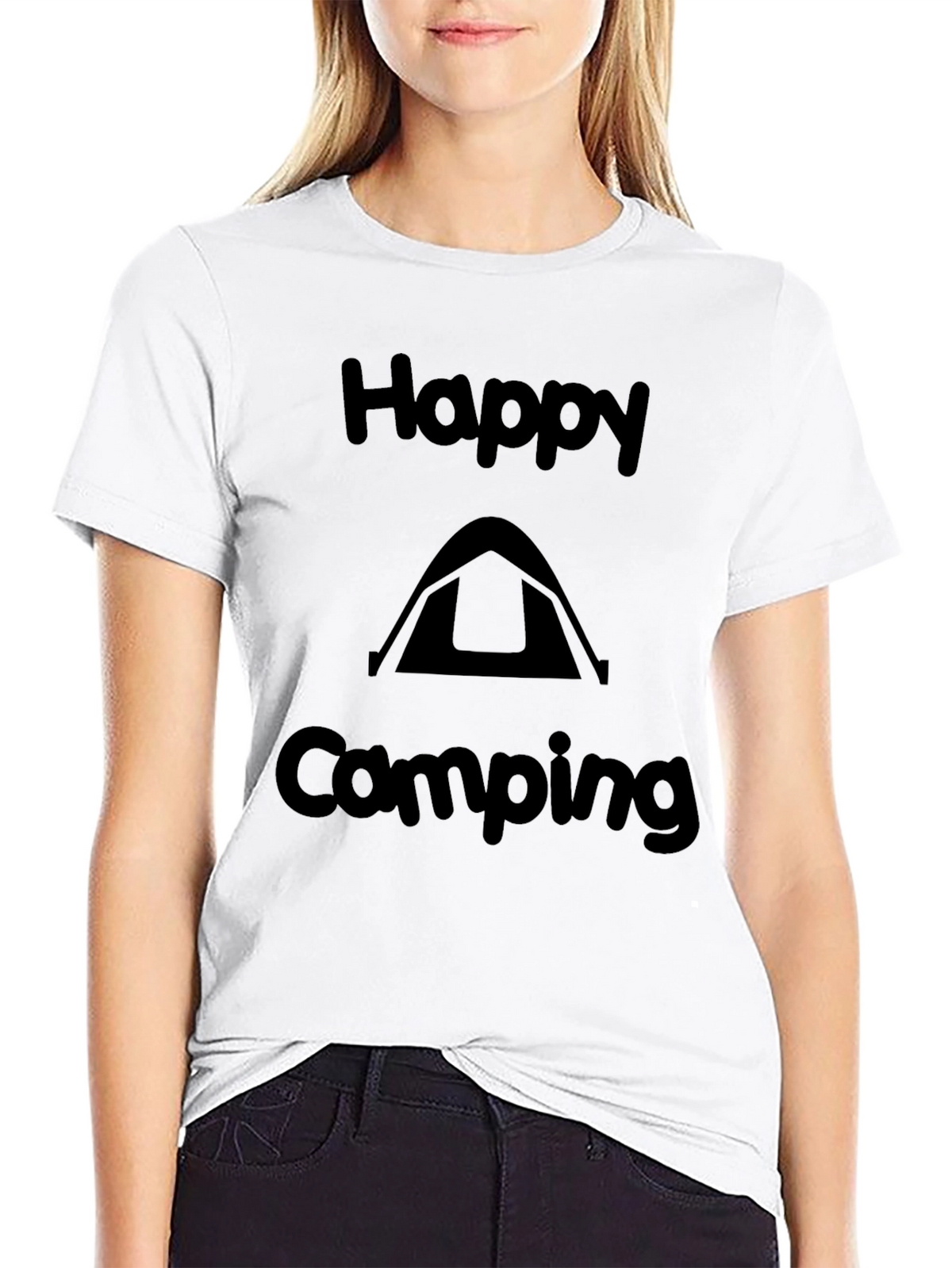 Happy Camping Graphic Tee - Black Casual Shirt